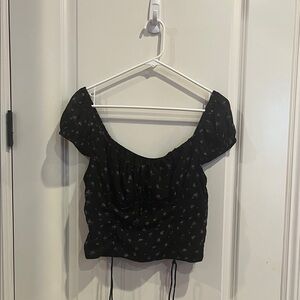 Cotton Candy LA Black and Purple Floral Top Size L